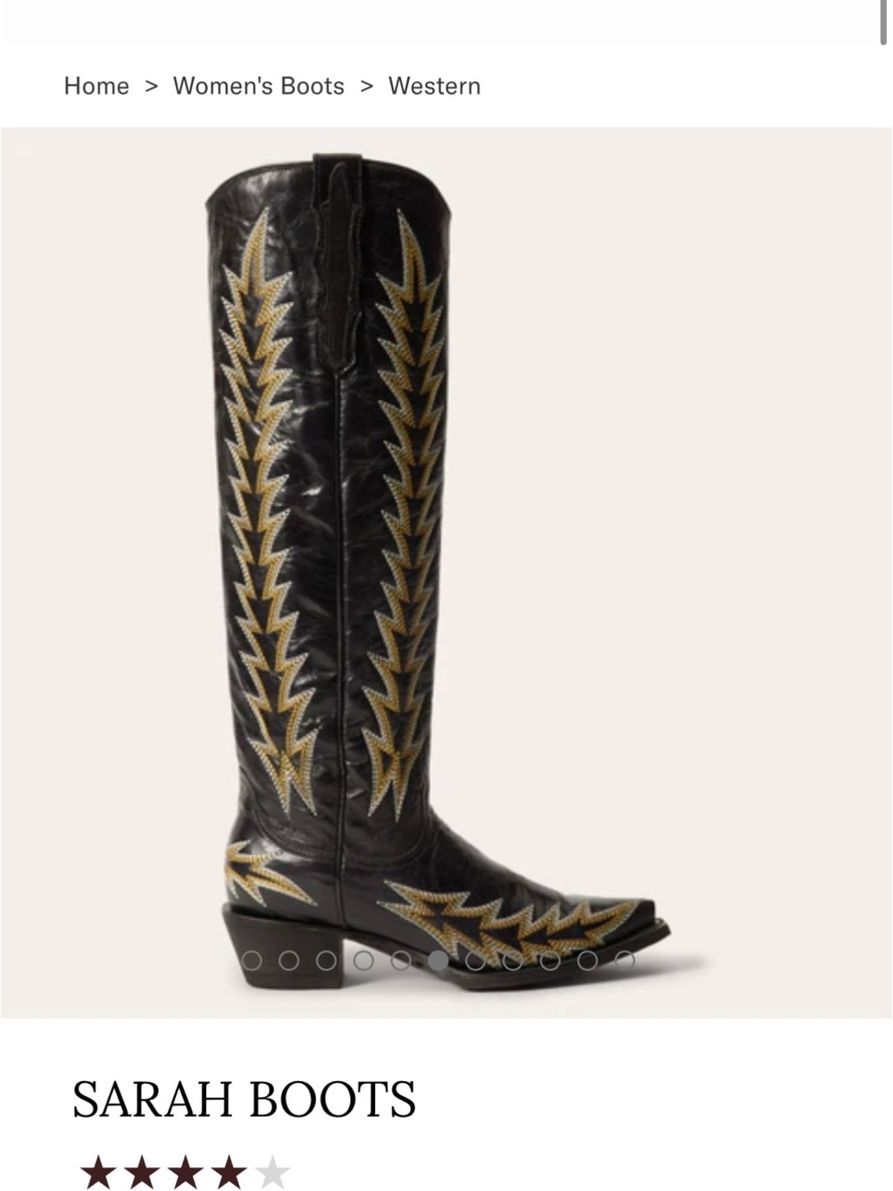 Stetson Black and Gold Western Sarah Boots - Picture 4 of 10